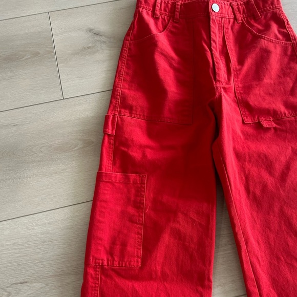 Zara Red Cargo Trouser Pants Jeans For Women Size Small Excellent Condition - Picture 7 of 10